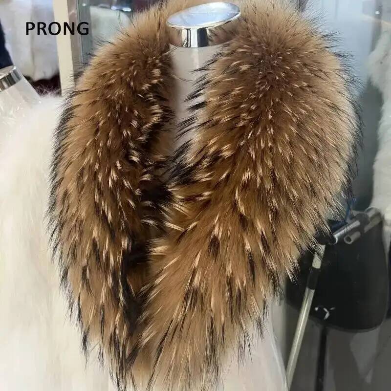 Women'S Fashion Essentials - 天然アライグマの毛皮の襟,女性用,本物の毛皮のスカーフ,豪華なネックウォーマー,毛皮のショール,ラップスカーフ,男性用コート,ジャケット,毛皮の襟,冬
