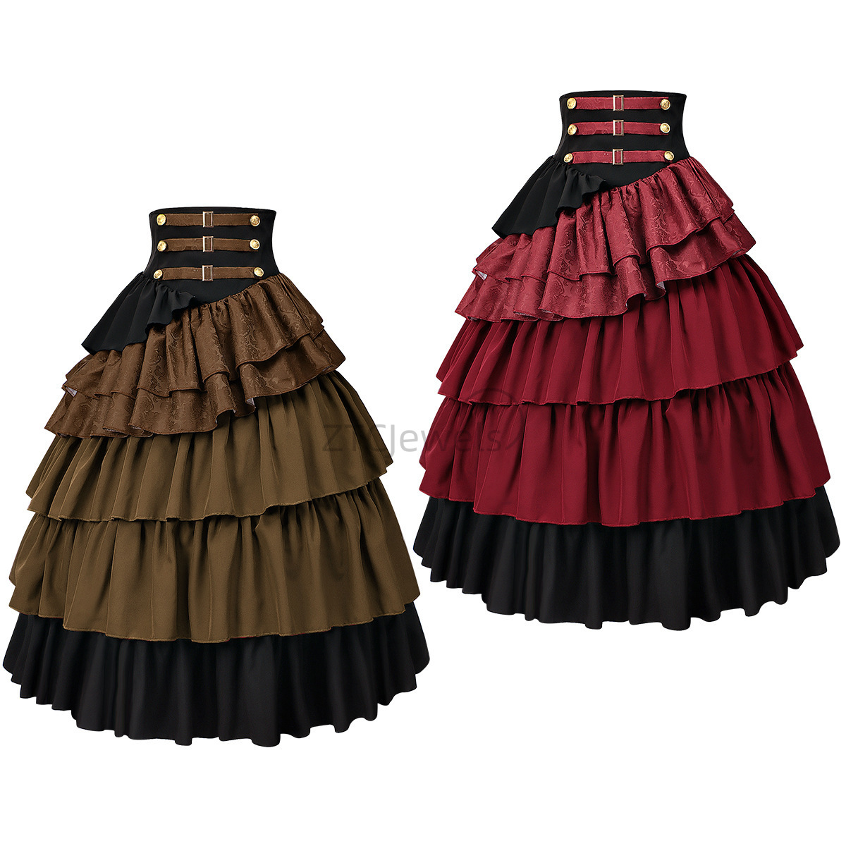 Pleated Skirt Women - ハロウィン レディース ハーフスカート ゴシック スチームパンク コスチューム