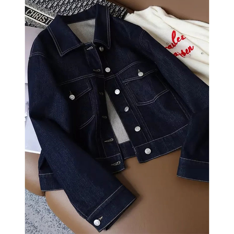 Women'S Fashion Denim Jacket - 女性のファッションカジュアルルーズデニムジャケット韓国レディース長袖カウボーイコート春秋女性スプライシングショートジーンズ生き抜く