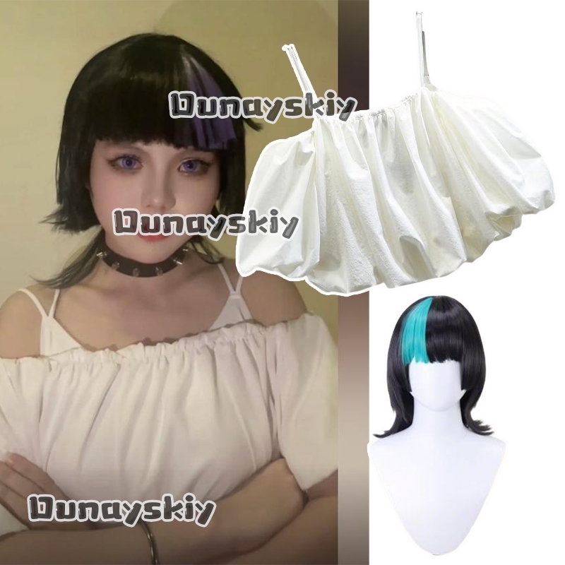 Pleated Skirt Women - aBc01ホシキララロロコスプレ衣装ウィッグスーツキャラクター同スタイルパフスリーブプリーツオフショルダーキャミソールショートクロップトップ