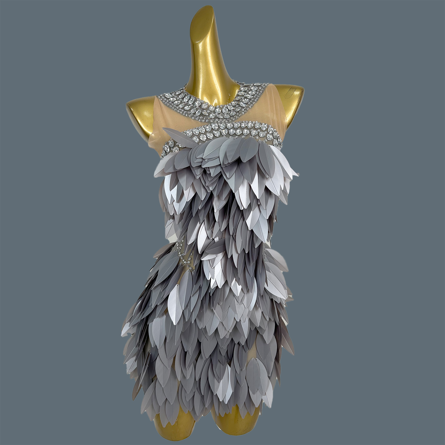 Women Fashion Designer Dresses Photos - キラキラ輝くクリスタル シックなデザイナーミニドレス ファッションショー パーティー衣装 誕生日カクテルドレス 写真撮影用ドレス