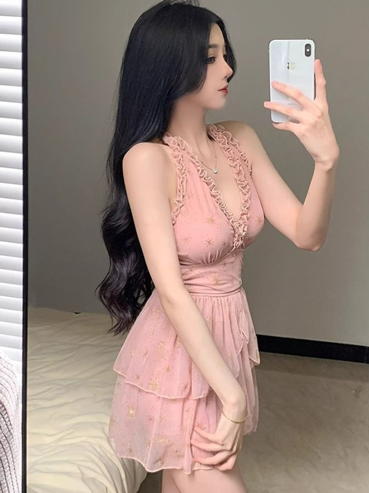Women Fashion Korean - レディース 2026 ファッション スカート付きモノキニ お腹隠し フリル裾