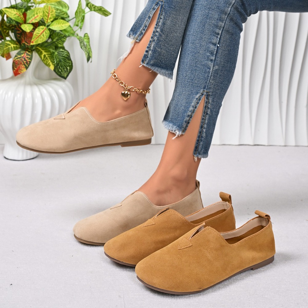 Women'S Fashion Quick Delivery - 女性のフラットシューズ スリッポン ラウンドトゥ ローヒール エレガントな高品質 ファッション