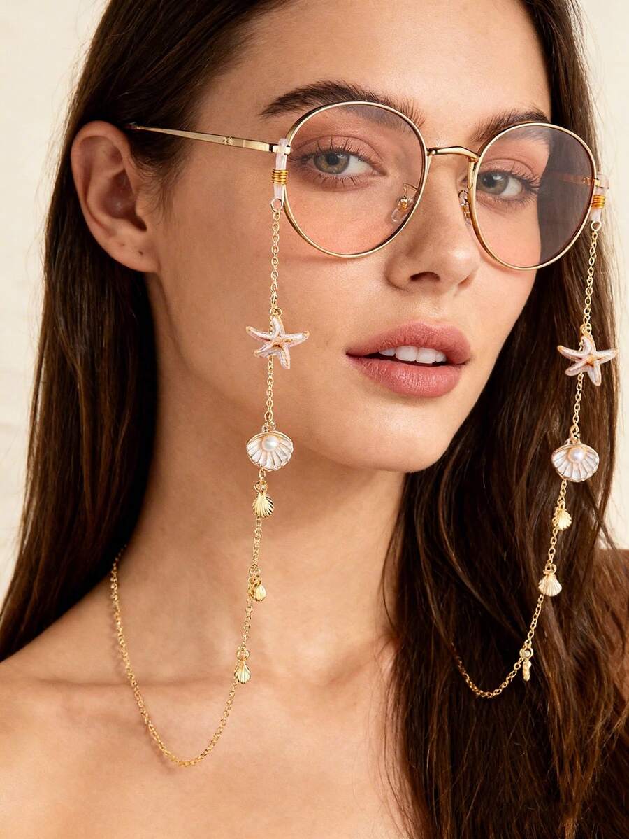 1個入りヒトデ型シェル装飾メガネチェーン、女性用メガネチェー - Women'S Fashion Essentials のレビューと価格