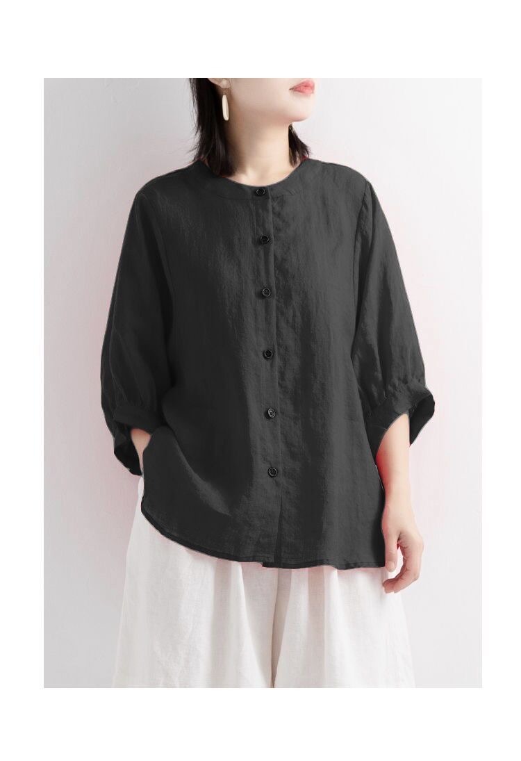 プラスサイズの女性の無地の快適なブラウス、ゆったりとしたコッ - Women'S Fashion Essentials のレビューと価格
