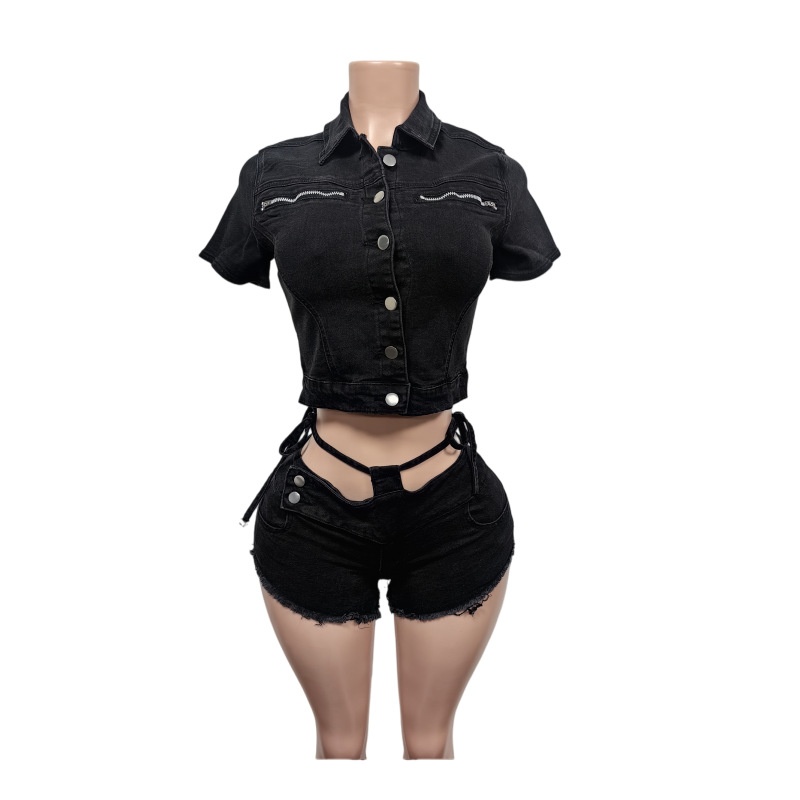 セクシーデニム2ピースセット レディース 夏服 2026 ジ - Women'S Fashion Denim Jacket のレビューと価格