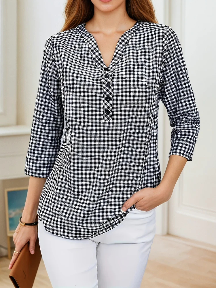 プラスサイズ 春秋 レディース 上質チェック柄 ファッション - Women'S Fashion Essentials のレビューと価格