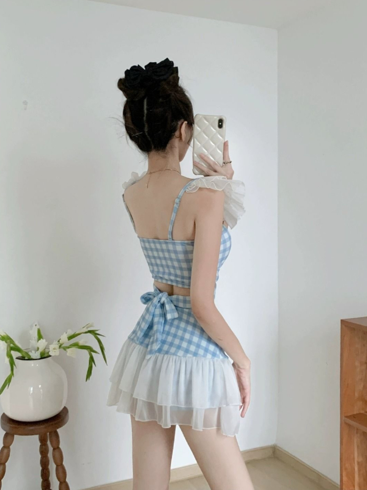 レディーススリミングホルター水着かわいいちょう結びレトロハイ - Women Fashion Korean のレビューと価格