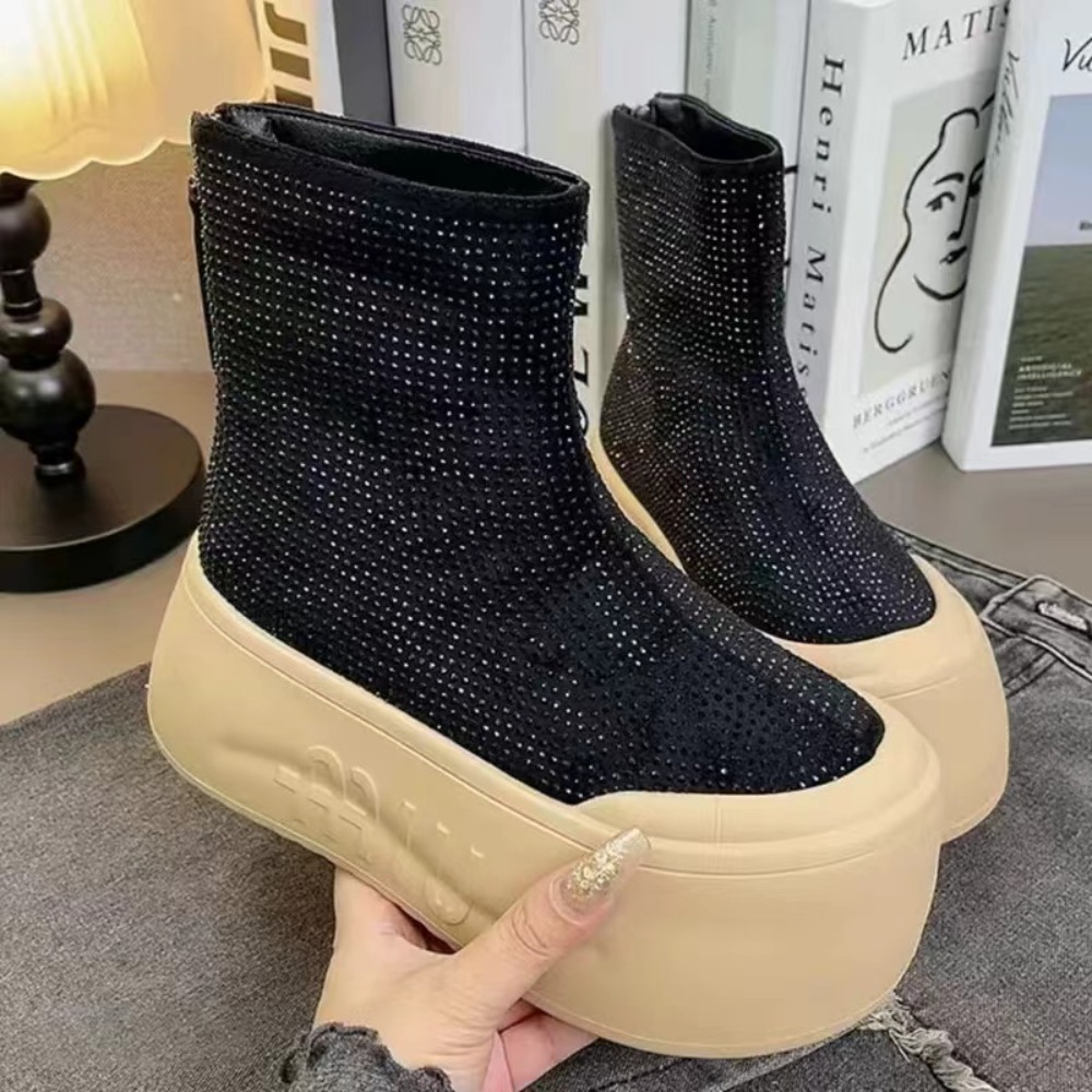ラグジュアリーラインストーン付きレディースブーツ、ファッショ - Women'S Fashion Korea のレビューと価格