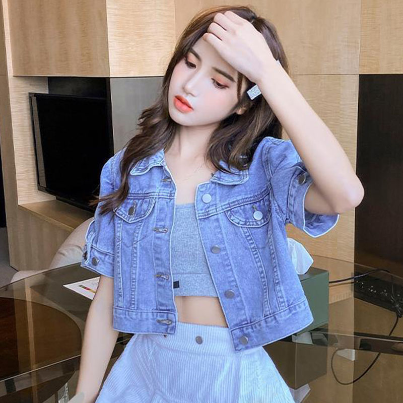 Luckyever-レディースデニムジャケット,半袖,韓国の - Women'S Fashion Denim Jacket のレビューと価格