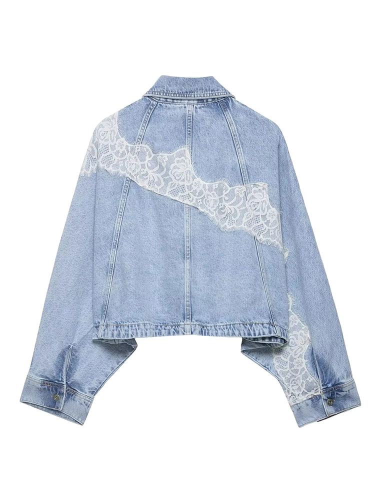 HH エレガントな女性ブルーデニムジャケットボタンバットウィ - Women'S Fashion Denim Jacket のレビューと価格