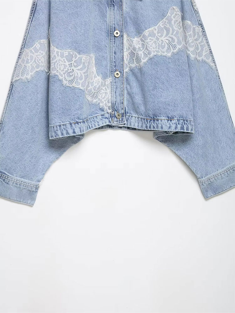 HH エレガントな女性ブルーデニムジャケットボタンバットウィ - Women'S Fashion Denim Jacket のレビューと価格