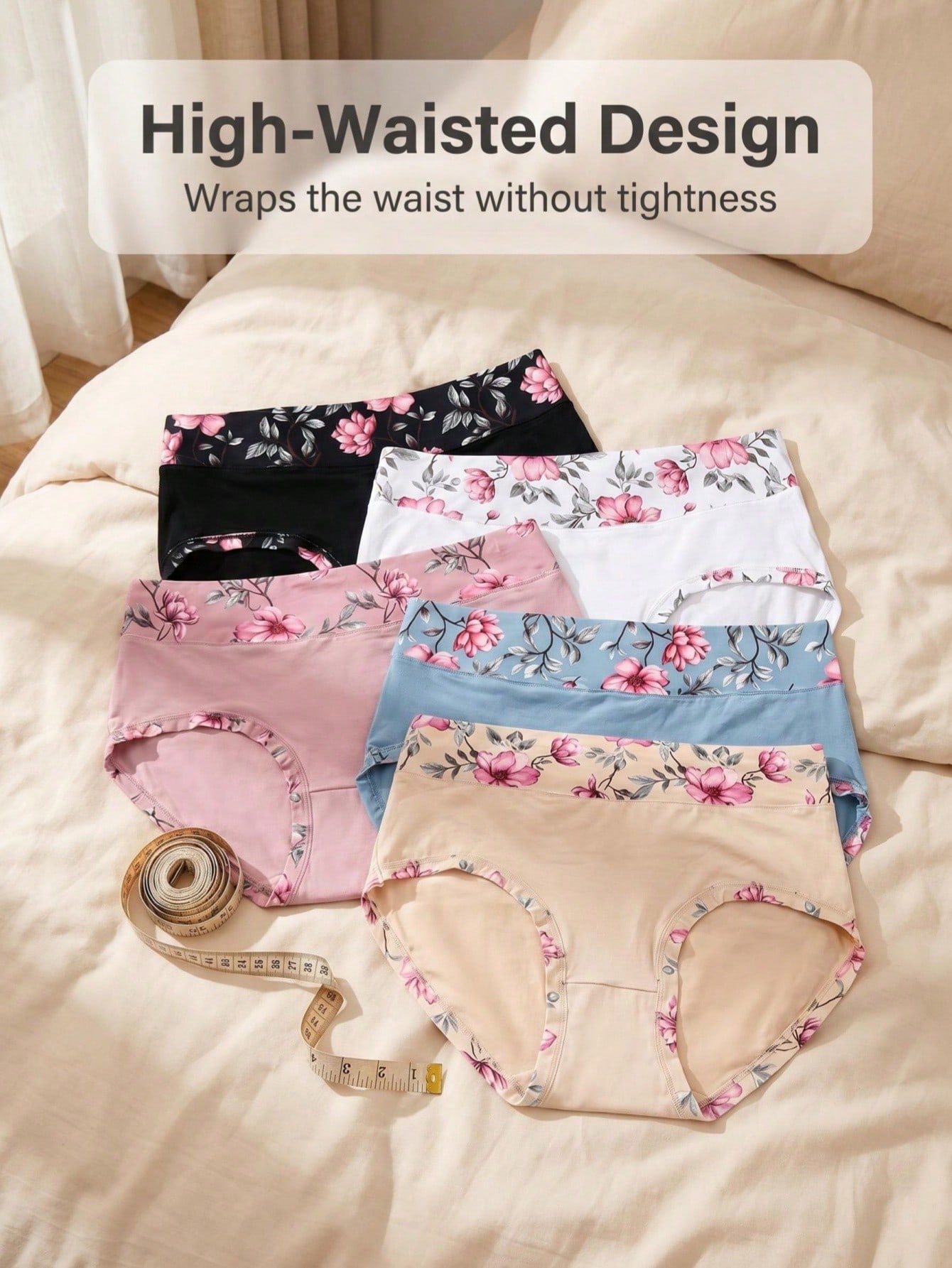 5 個のプラスサイズの女性用フラワープリントパンティー、ミッ - Trend Women Fashion のレビューと価格