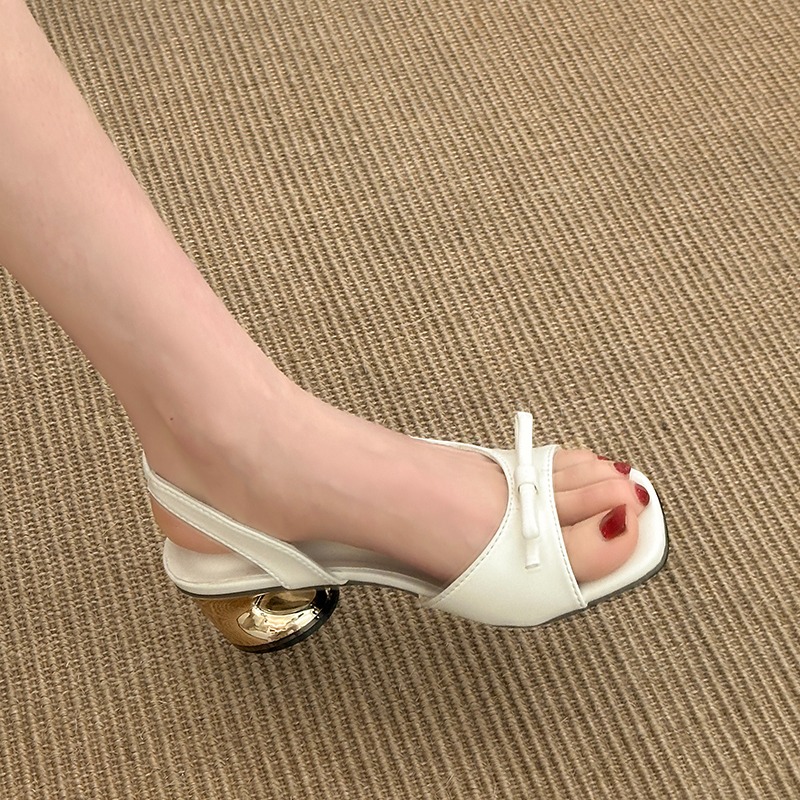 ファッショナブルなハイヒール、夏用のボウフロントオープントゥ - Women'S Fashion Korea のレビューと価格