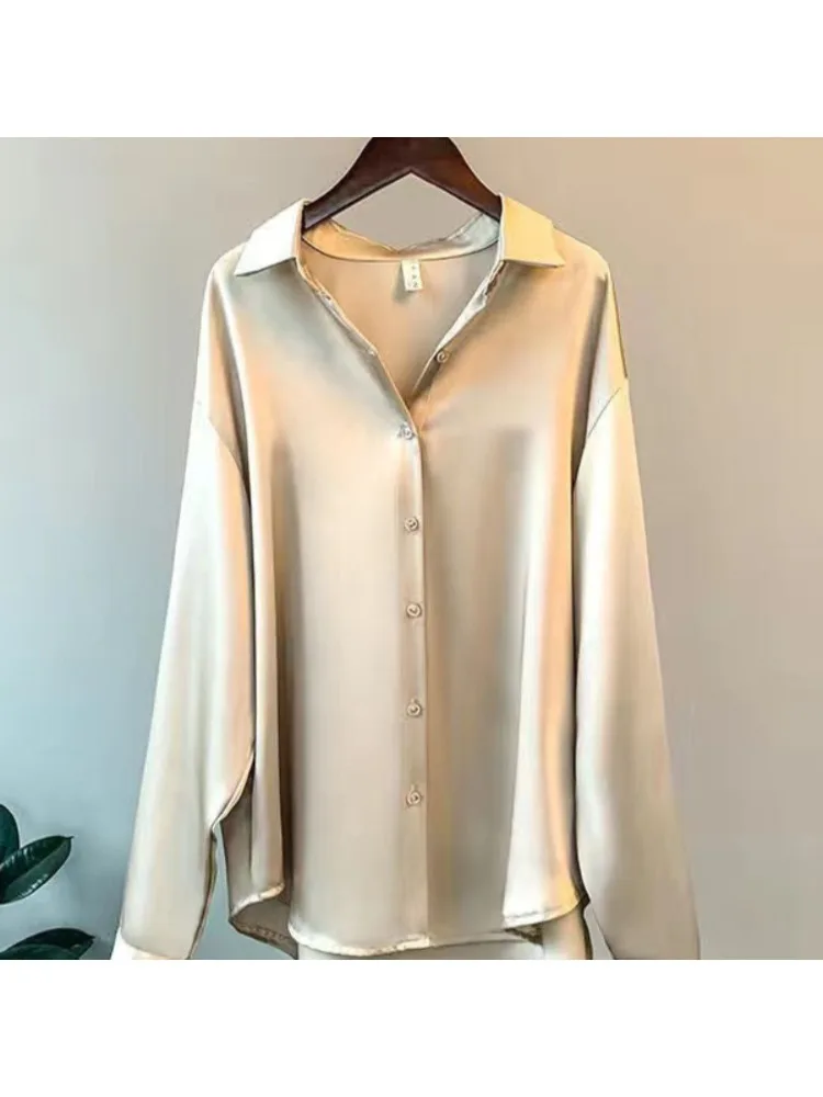 プラスサイズカジュアル女性シルクシャツ 2025 新ファッシ - Women'S Fashion Essentials のレビューと価格