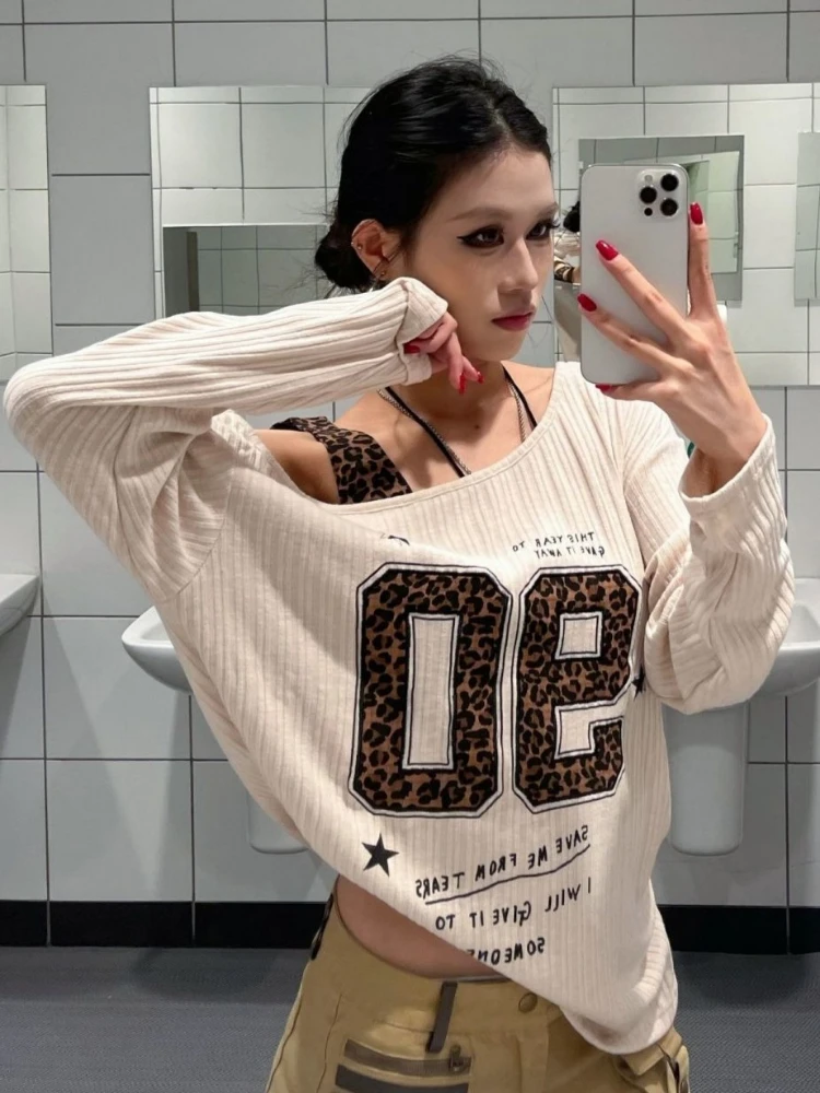 Y2K パッチワーク ヒョウ柄 Tシャツ レディース ルーズ - Women Top Fashion のレビューと価格