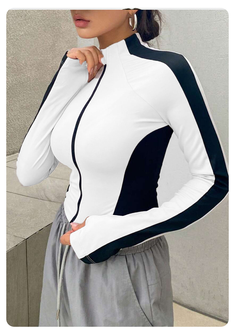 ヨガ服スタンドアップカラージャケットアウトドアスポーツ長袖女 - Trend Women Fashion のレビューと価格