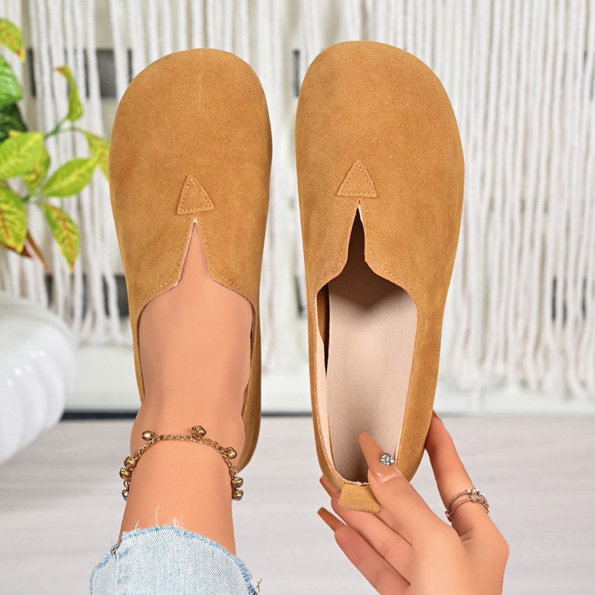 女性のフラットシューズ スリッポン ラウンドトゥ ローヒール - Women'S Fashion Quick Delivery のレビューと価格