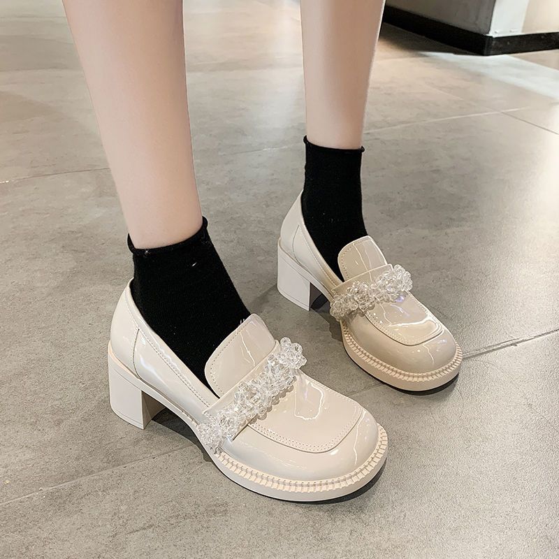 ラインストーンの女性のメリージェーンシューズブラックラウンド - Women'S Fashion Quick Delivery のレビューと価格