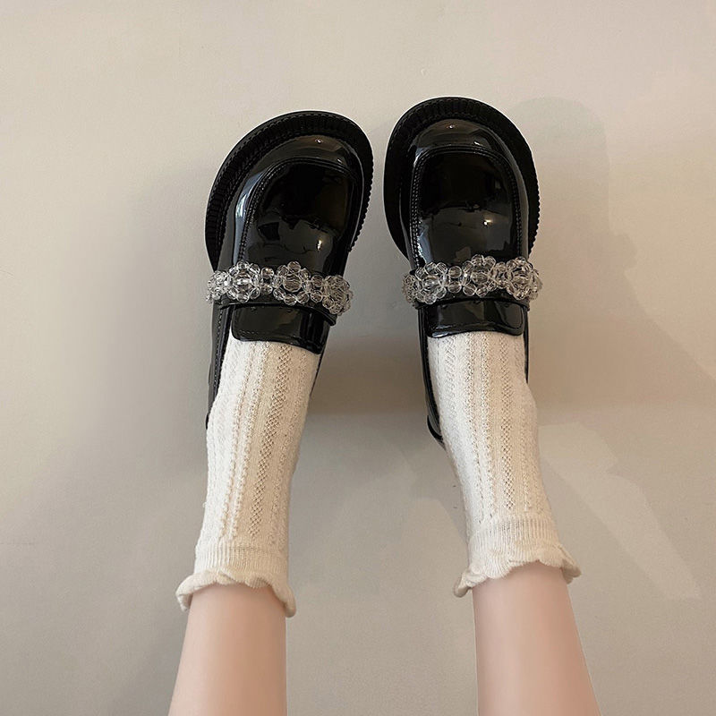 ラインストーンの女性のメリージェーンシューズブラックラウンド - Women'S Fashion Quick Delivery のレビューと価格