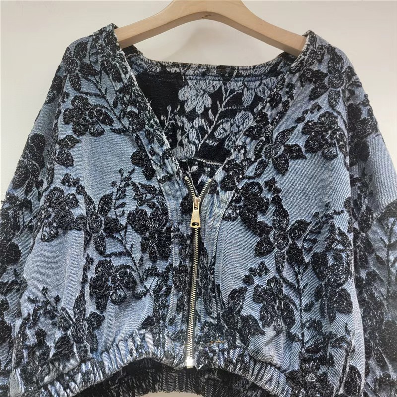 ファッションジャカードショートデニムジャケット女性ルーズ V - Women'S Fashion Denim Jacket のレビューと価格