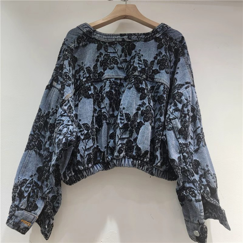 ファッションジャカードショートデニムジャケット女性ルーズ V - Women'S Fashion Denim Jacket のレビューと価格
