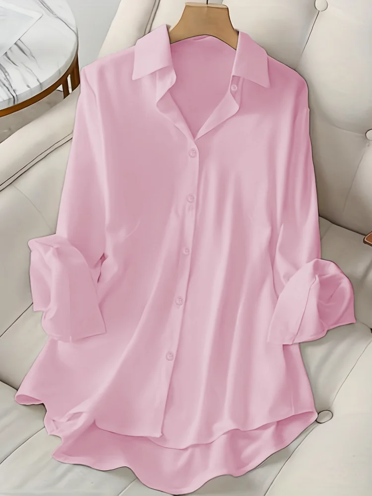 プラスサイズの女性の必須オーバーサイズシャツピンクトップス無 - Women'S Fashion Essentials のレビューと価格