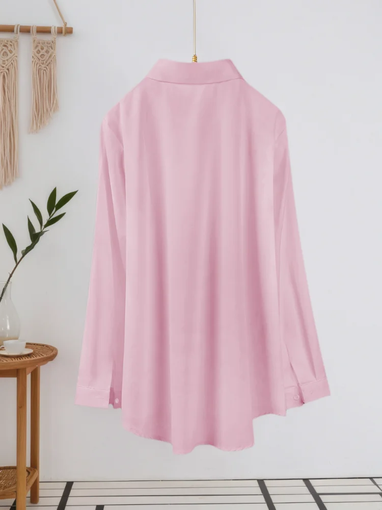 プラスサイズの女性の必須オーバーサイズシャツピンクトップス無 - Women'S Fashion Essentials のレビューと価格