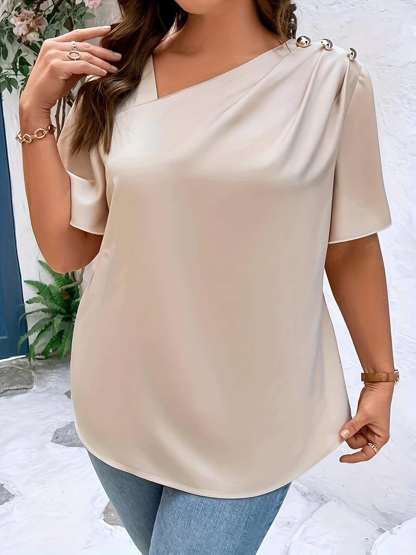 プラスサイズ気質ブラウスカジュアルルーズ女性シャツエレガント - Women'S Fashion Essentials のレビューと価格