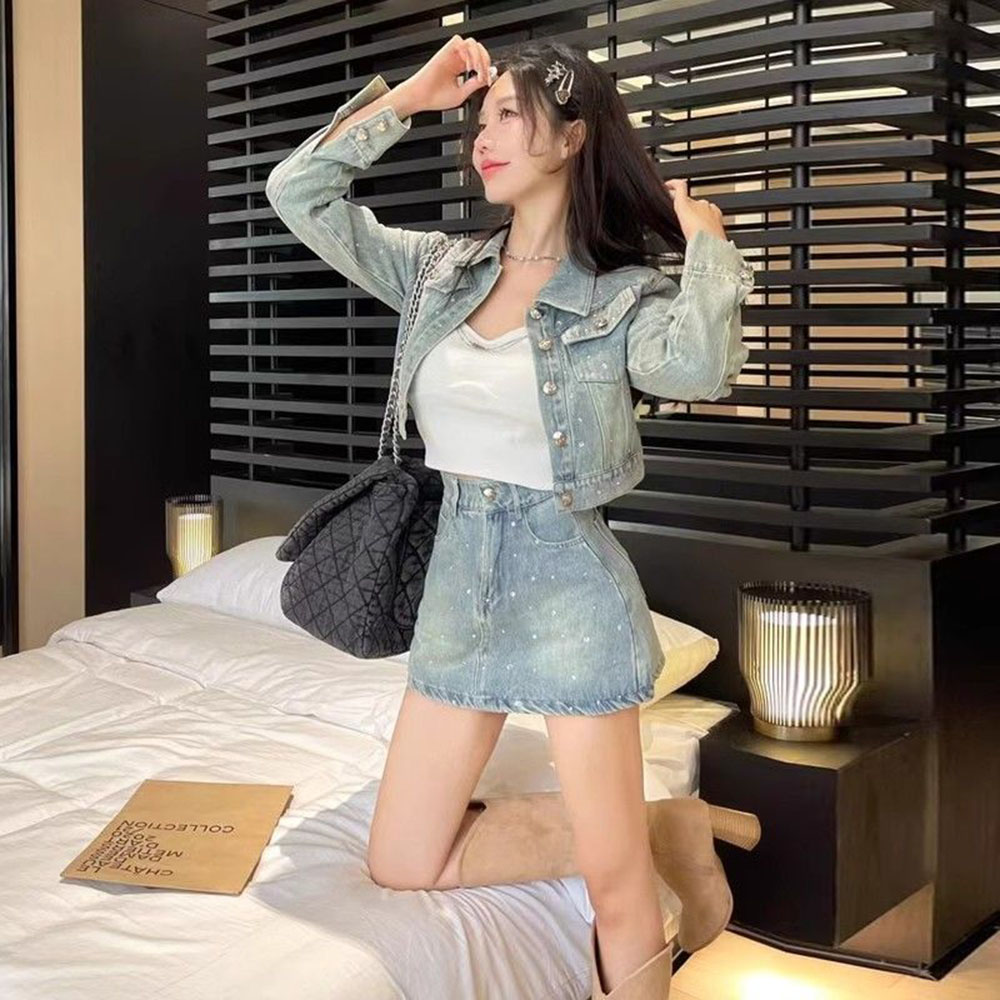 女性のためのダイヤモンド気質デニムジャケット、ツーピースセッ - Women'S Fashion Denim Jacket のレビューと価格