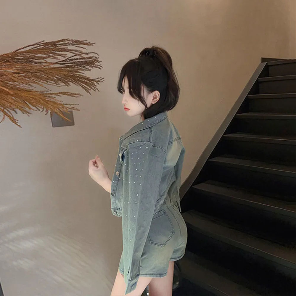 女性のためのダイヤモンド気質デニムジャケット、ツーピースセッ - Women'S Fashion Denim Jacket のレビューと価格