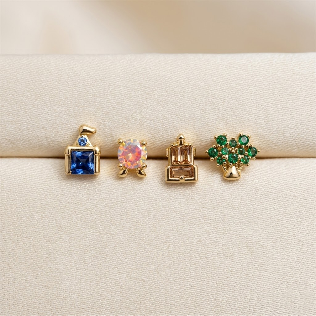 新しい絶妙なかわいい遊園地スタッドピアス女性ガールズファッシ - Trend Women Fashion のレビューと価格