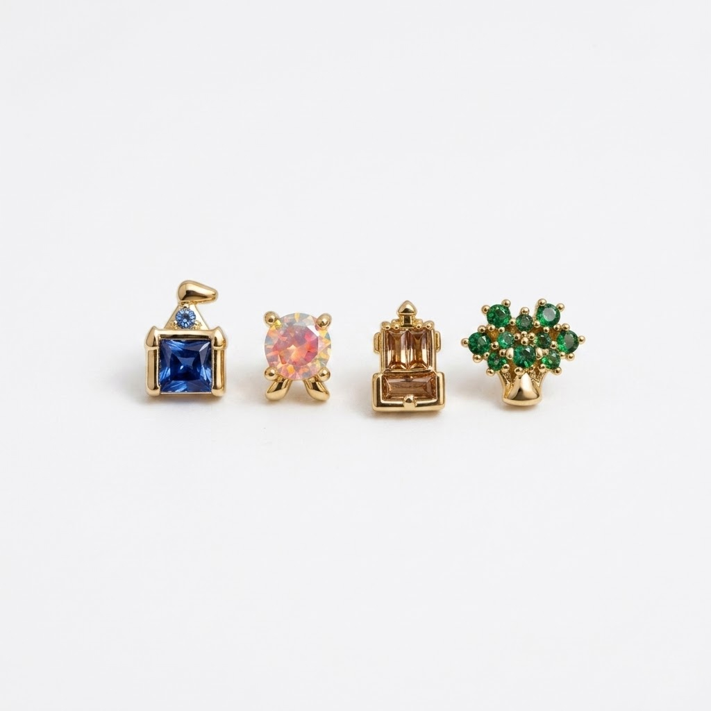 新しい絶妙なかわいい遊園地スタッドピアス女性ガールズファッシ - Trend Women Fashion のレビューと価格
