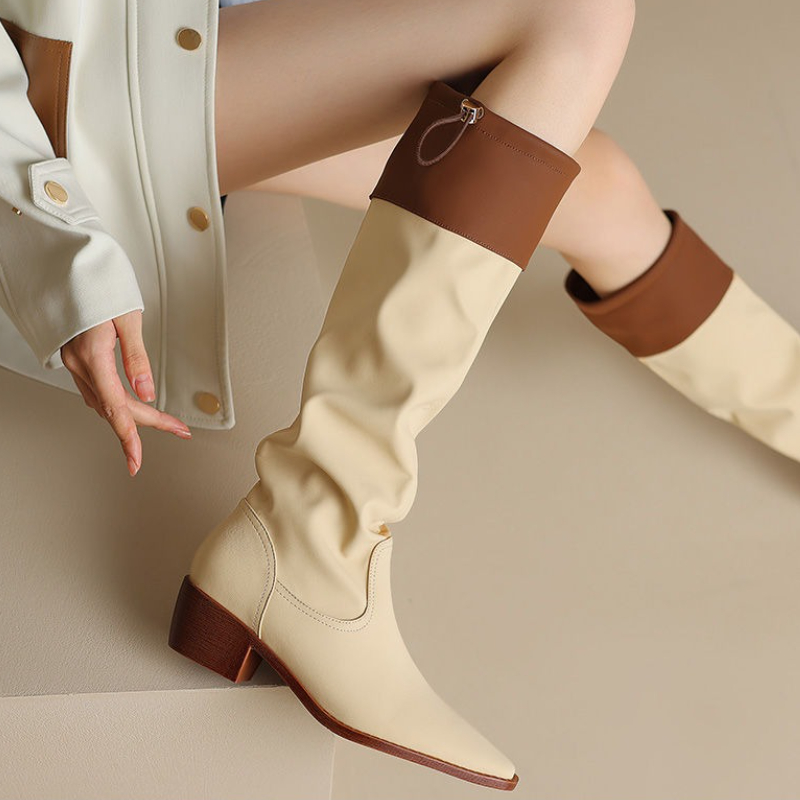 アプリコットスクエアトゥレディースロングブーツ防水ファッショ - Women'S Fashion Trends 2025 のレビューと価格