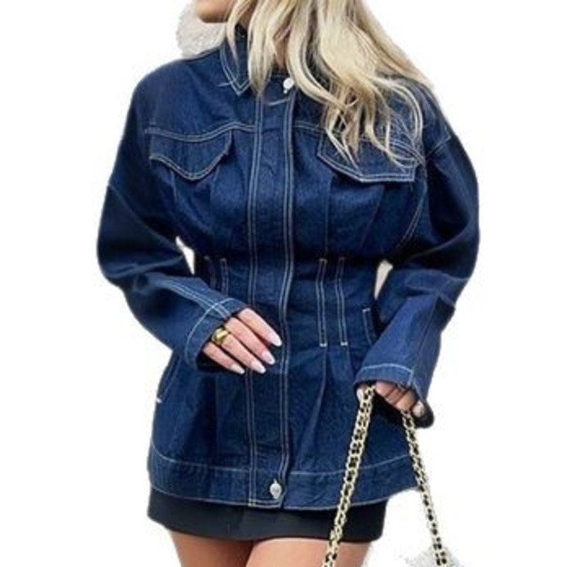 ANJY 秋の新女性トレンディなデニムジャケットシングルブレ - Women'S Fashion Denim Jacket のレビューと価格