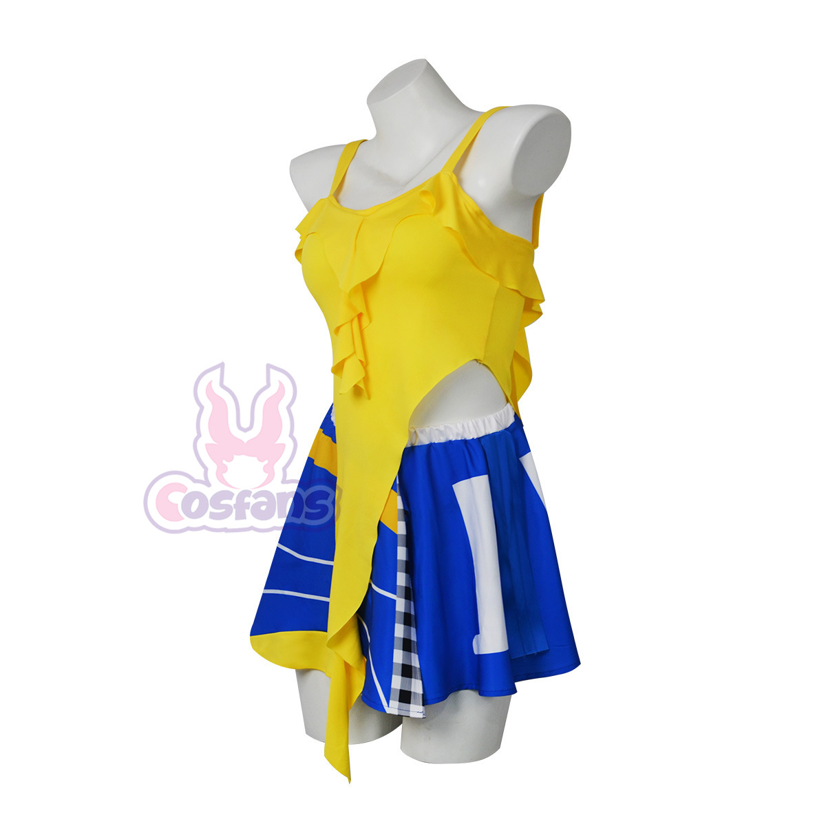 セクシーなチアリーダーコスチューム クロップイエロートップ  - Pleated Skirt Women のレビューと価格