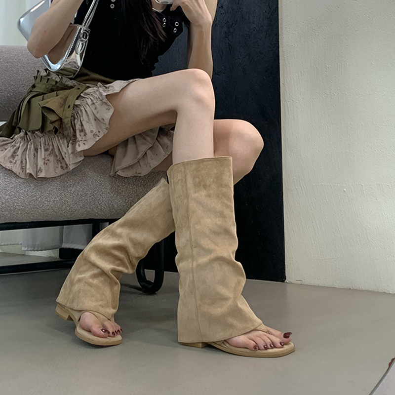 中空デザインの女性用ブーツ ベルベットカフ ミッドカーフ フ - Women'S Fashion Korea のレビューと価格