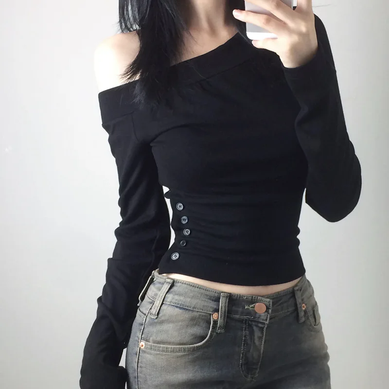Y2K ヴィンテージ プリーツボタン Tシャツ レディース  - Women Top Fashion のレビューと価格
