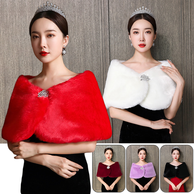 女性ブライダルショールの結婚式の岬冬暖かいボレロマントコート - Women'S Fashion Essentials のレビューと価格
