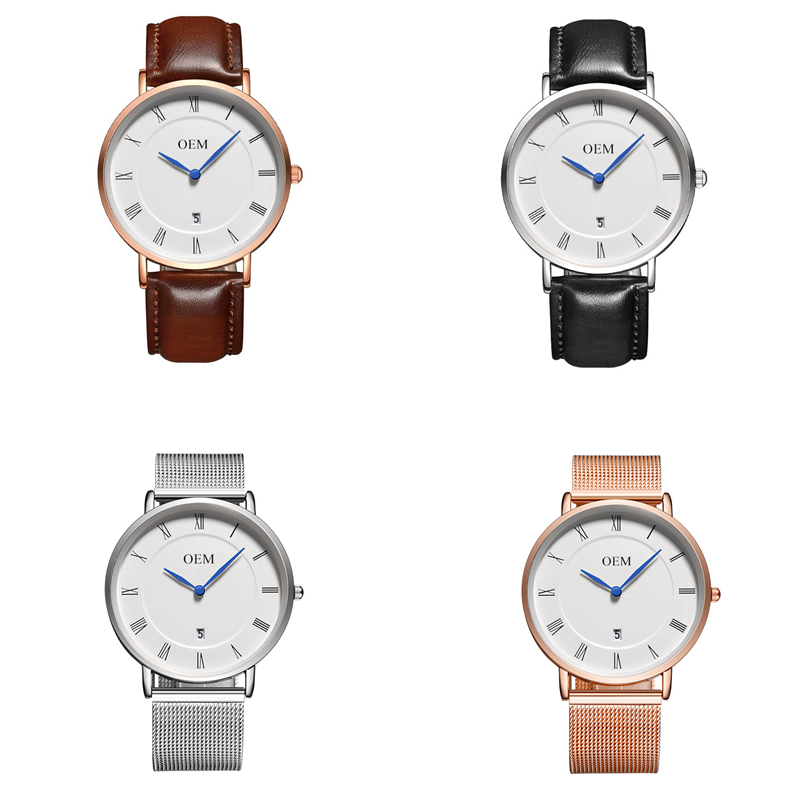 男性と女性のためのブランディングストラップ付きのシンプルな時 - Fashion Women Watch のレビューと価格