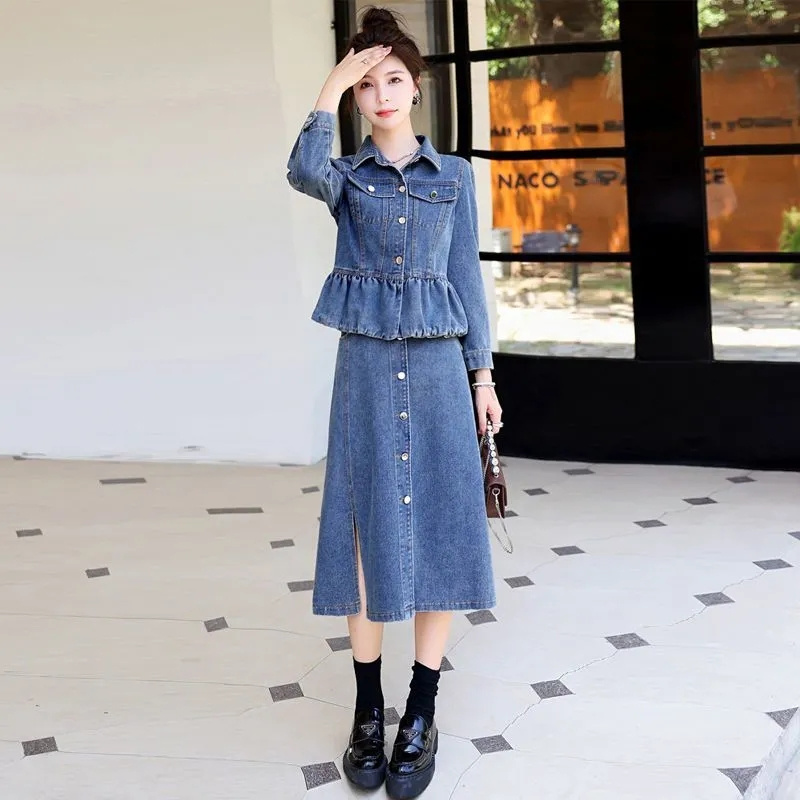 女性のデニムジャケットとジーンズのスカート,2ピースのスーツ - Women'S Fashion Denim Jacket のレビューと価格