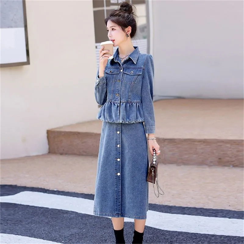 女性のデニムジャケットとジーンズのスカート,2ピースのスーツ - Women'S Fashion Denim Jacket のレビューと価格