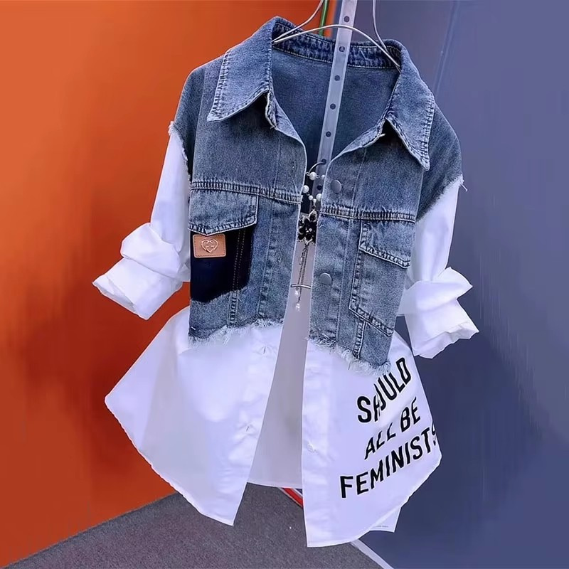 韓国ストライプデニムジャケット,女性用,気質コート,センシン - Women'S Fashion Denim Jacket のレビューと価格