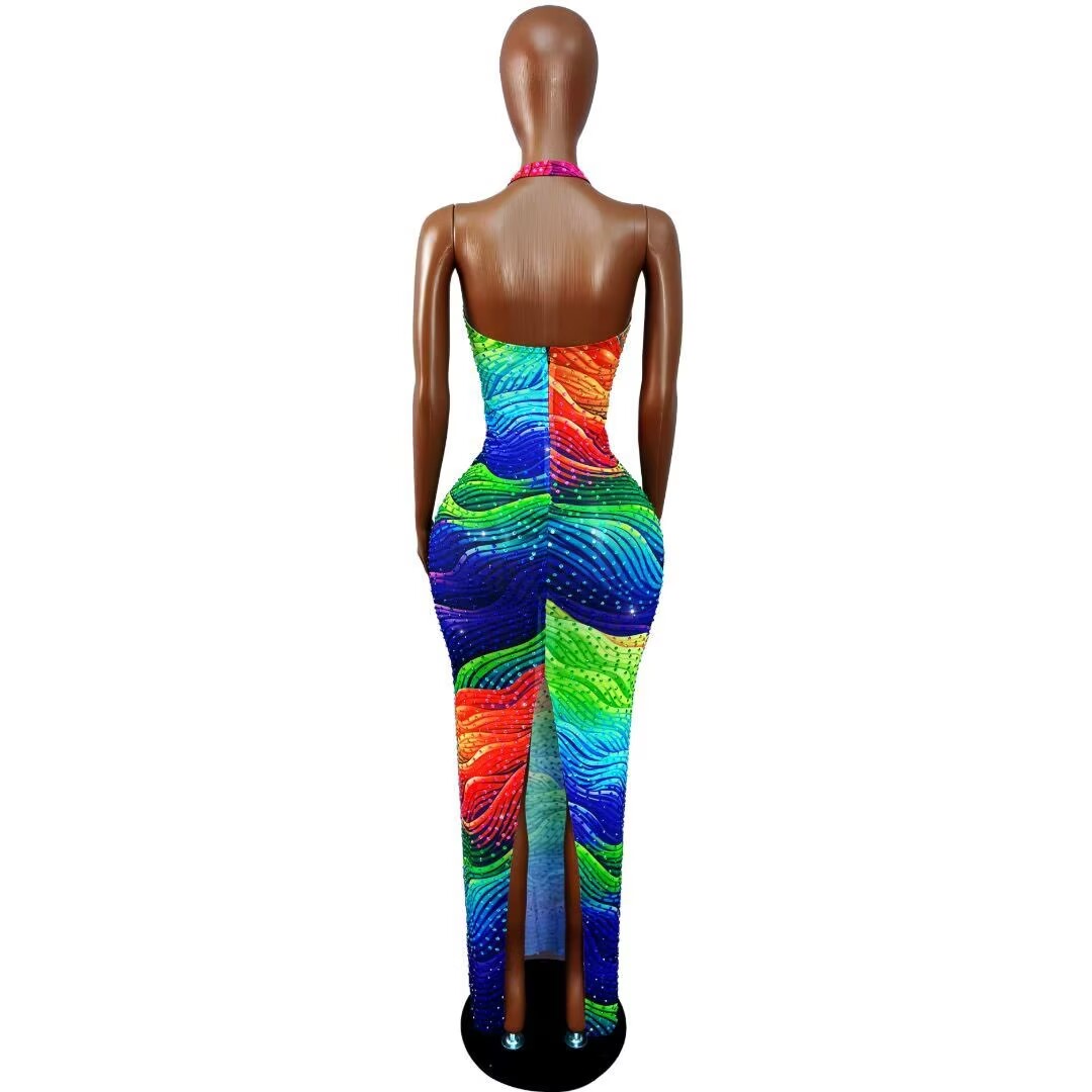 不規則なラインパターンがデザインされたきらめくラインストーン - Women Fashion Designer Dresses Photos のレビューと価格